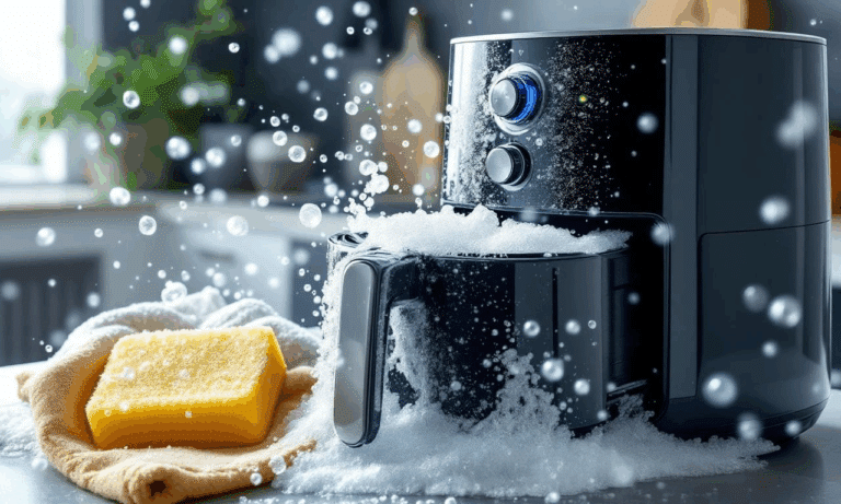 Airfryer na elk gebruik schoonmaken met warm zeepsop voor vetvrije binnenkant