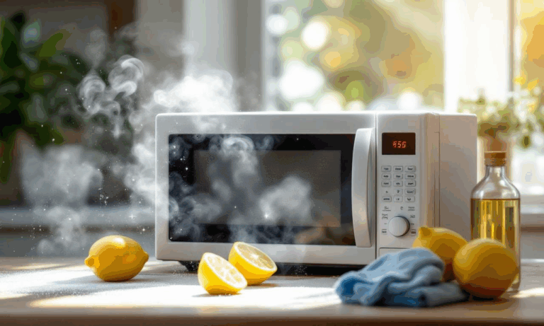 Magnetron stoomreinigen met water, citroensap en azijn in 3-5 minuten